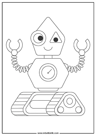 Geometrik Parçalı Paletli Robot Boyama Sayfası