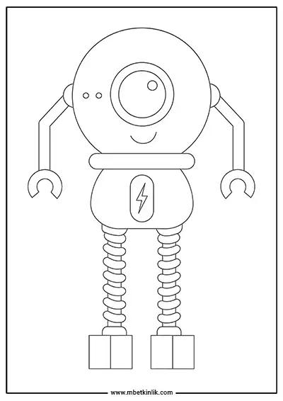 Tek Gözlü Yıldırım Sembollü Robot Boyama Sayfası