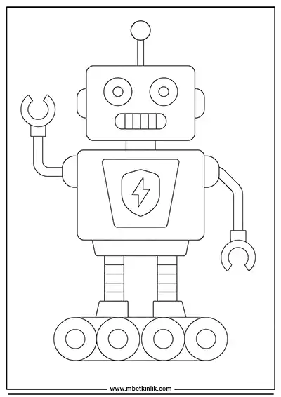 Kalkanlı Yıldırım Sembollü Robot Boyama Sayfası