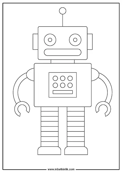 Düğmeli Klasik Robot Boyama Sayfası