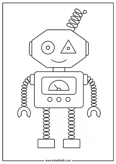 Sekizgen Kafalı Yaylı Robot Boyama Sayfası