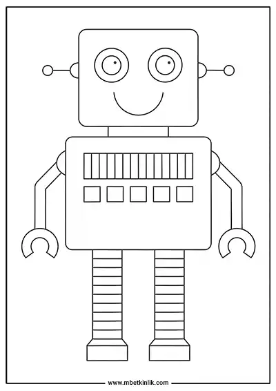 Çift Antenli Kare Robot Boyama Sayfası