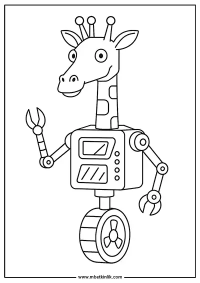 Zürafa Kafalı, Tek Tekerlekli Robot Boyama Sayfası