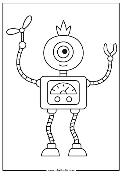 Tek Gözlü Pervaneli Robot Boyama Sayfası