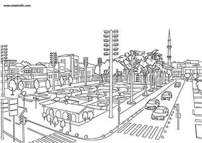 Sakarya Şehir Merkezi Manzarası Boyama Sayfası