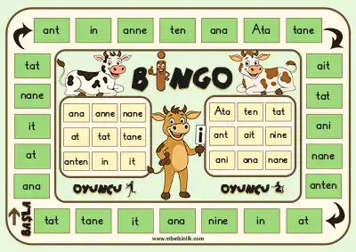 1. Sınıf İ Sesi Okuma Etkinliği - Bingo Oyunu