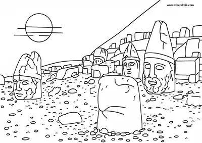 Adıyaman Nemrut Dağı Milli Parkı Boyama Sayfası