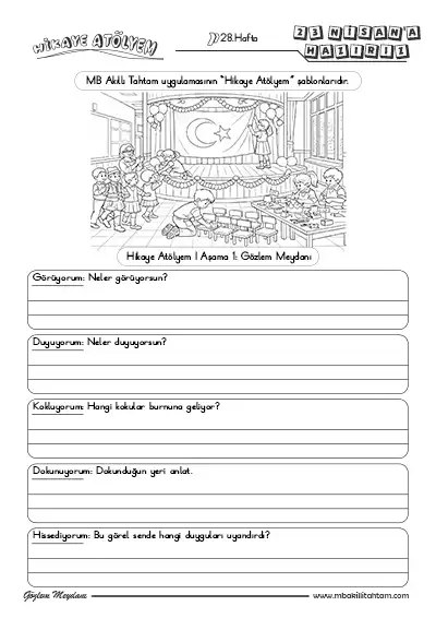 Hikaye Atölyem - 28.Hafta (23 Nisan'a Hazırız) Şablonları