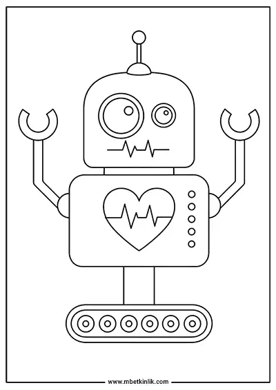 Kalpli ve Antenli Robot Boyama Sayfası
