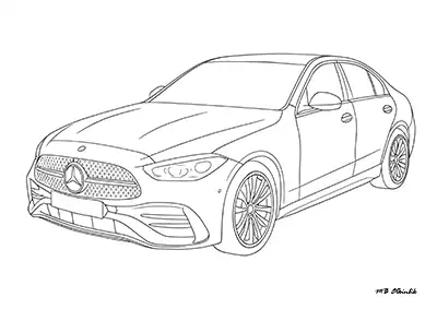 Mercedes C-Serisi – Araba Boyama Sayfası