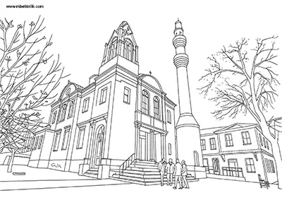 Balıkesir Ayvalık Saatli Camii Boyama Sayfası