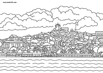 Balıkesir Cunda Adası Boyama Sayfası