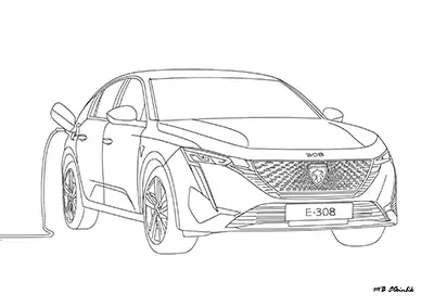 Peugeot E-308 – Araba Boyama Sayfası