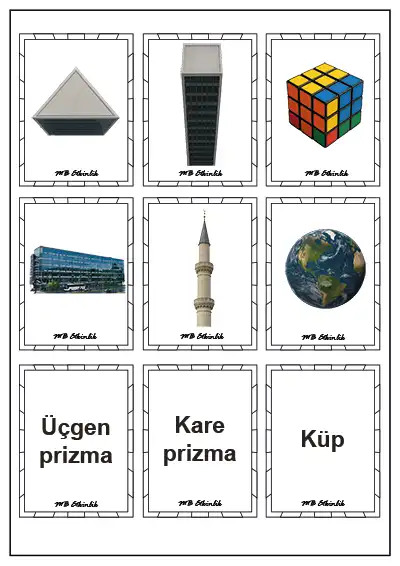 2. Sınıf Matematik – Geometrik Cisim Modelleri Hafıza Oyunu (12 Kartlık PDF)