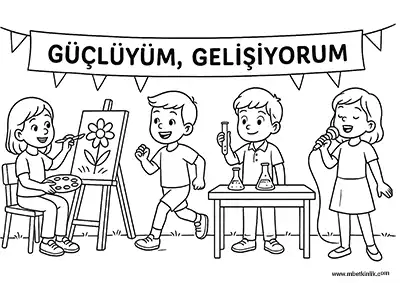 2. Sınıf Hayat Bilgisi - Güçlüyüm Gelişiyorum Boyama Sayfası