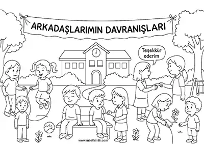 3. Sınıf Hayat Bilgisi Arkadaşlarımın Davranışları Boyama Sayfası