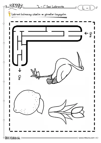 1. Sınıf İlk Okuma L Sesi Labirent Etkinliği