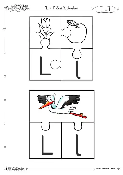 1. Sınıf İlk Okuma L Sesi Yapboz Etkinliği