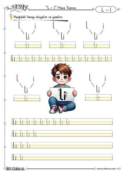 1. Sınıf İlk Okuma L Sesi Hece Yazma Etkinlikleri – 6 Sayfa