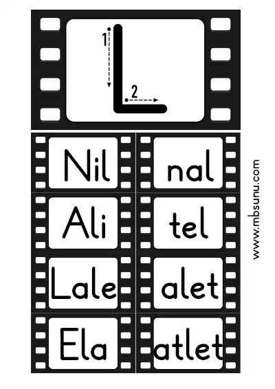 1. Sınıf İlk Okuma – Film Şeridinde Hece ve Sözcük Okuma - L Sesi