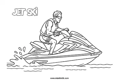 Deniz Yolu Taşıtı: Jet Ski Boyama Sayfası
