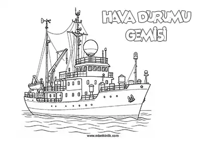 Deniz Yolu Taşıtı: Hava Durumu Gemisi Boyama Sayfası
