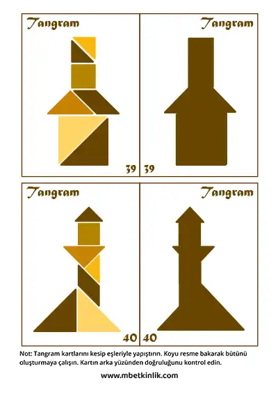 Tangram Kartları – Kule ve Fener Şekilleri (39-40)