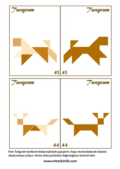 Tangram Kartları – Köpek Figürleri (43-44)