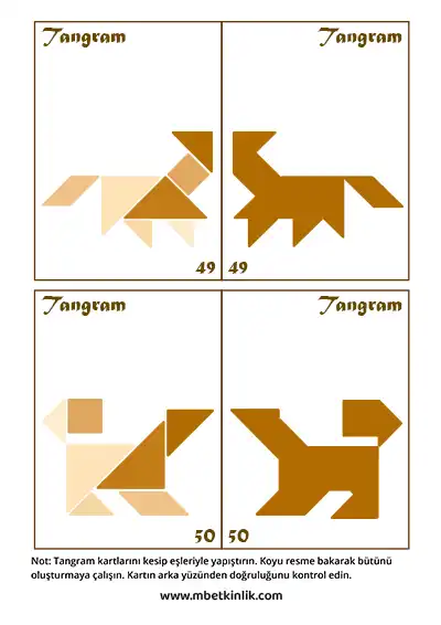 Tangram Kartları – Köpek Figürleri (49-50)