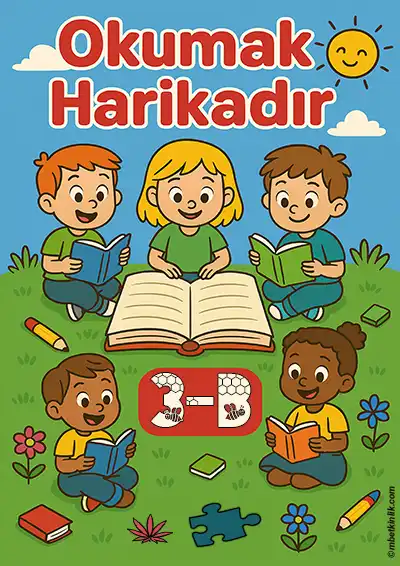 3-B Sınıfı Kapı Posteri – Okumak Harikadır (Model 4)