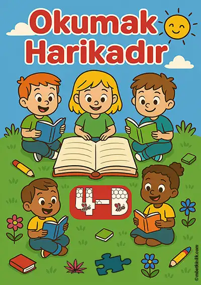 4-B Sınıfı Kapı Posteri – Okumak Harikadır (Model 4)