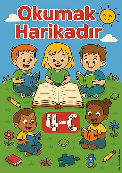 4-C Sınıfı Kapı Posteri – Okumak Harikadır (Model 4)
