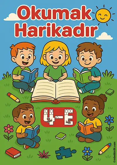 4-E Sınıfı Kapı Posteri – Okumak Harikadır (Model 4)