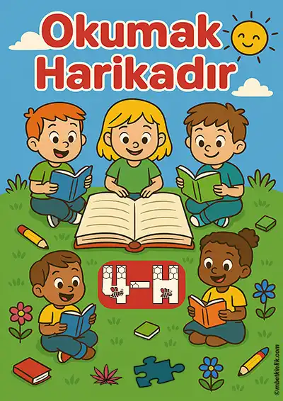 4-H Sınıfı Kapı Posteri – Okumak Harikadır (Model 4)