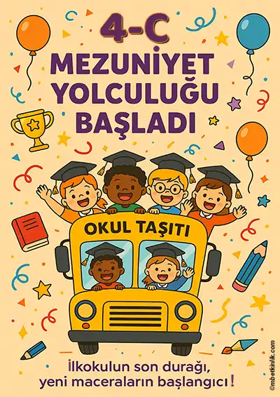 4-C Sınıfı Kapı Posteri – Mezuniyet Yolculuğu Başladı (Model 8)