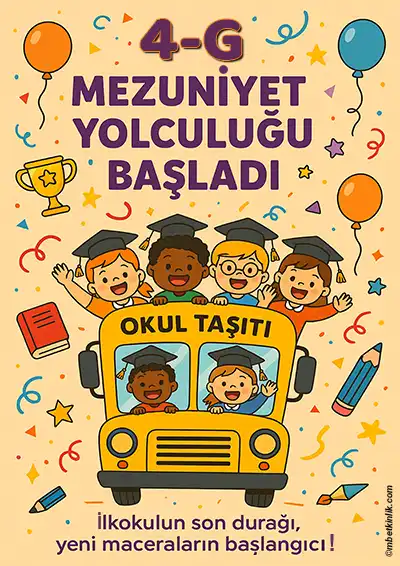 4-G Sınıfı Kapı Posteri – Mezuniyet Yolculuğu Başladı (Model 8)