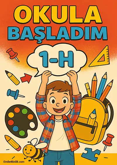 1-H Sınıfı Kapı Posteri – Okula Başladım (Model 10)