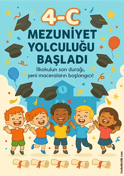 4-C Sınıfı Kapı Posteri – Mezuniyet Yolculuğu Başladı (Model 12)