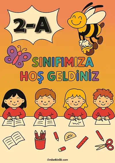 2-A Sınıfı Kapı Posteri – Arılı ve Kelebekli Karşılama (Model 13)