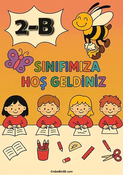 2-B Sınıfı Kapı Posteri – Arılı ve Kelebekli Karşılama (Model 13)