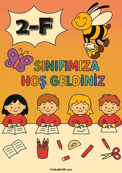 2-F Sınıfı Kapı Posteri – Arılı ve Kelebekli Karşılama (Model 13)