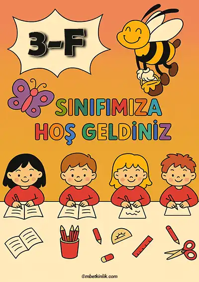 3-F Sınıfı Kapı Posteri – Arılı ve Kelebekli Karşılama (Model 13)