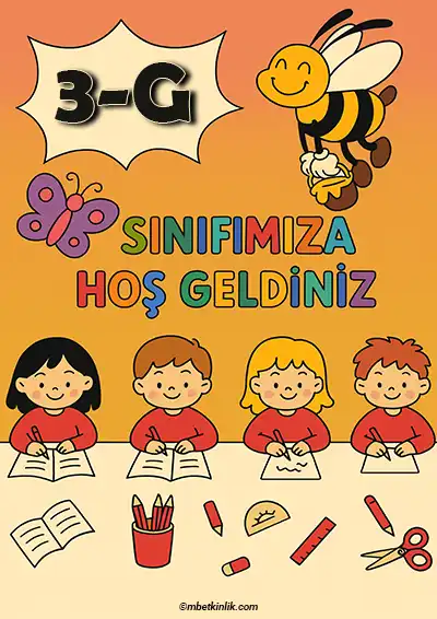 3-G Sınıfı Kapı Posteri – Arılı ve Kelebekli Karşılama (Model 13)