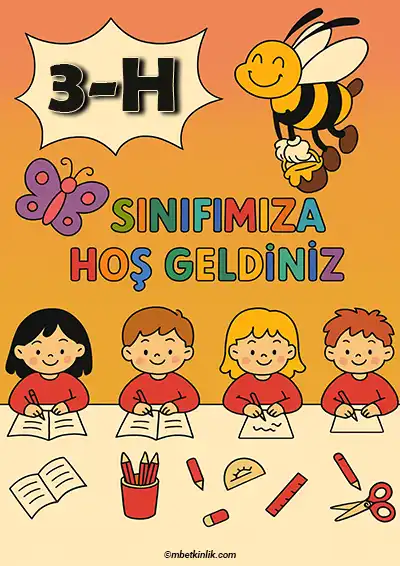 3-H Sınıfı Kapı Posteri – Arılı ve Kelebekli Karşılama (Model 13)