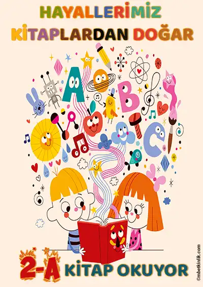 2-A Sınıfı Kapı Posteri – Hayallerimiz Kitaplardan Doğar (Model 16)