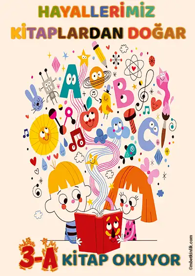 3-A Sınıfı Kapı Posteri – Hayallerimiz Kitaplardan Doğar (Model 16)