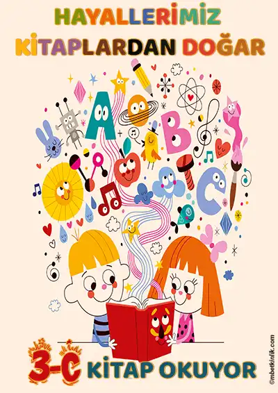 3-C Sınıfı Kapı Posteri – Hayallerimiz Kitaplardan Doğar (Model 16)