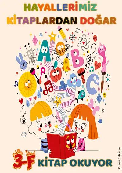 3-F Sınıfı Kapı Posteri – Hayallerimiz Kitaplardan Doğar (Model 16)