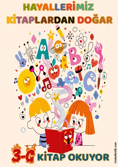 3-G Sınıfı Kapı Posteri – Hayallerimiz Kitaplardan Doğar (Model 16)