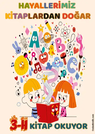 3-H Sınıfı Kapı Posteri – Hayallerimiz Kitaplardan Doğar (Model 16)